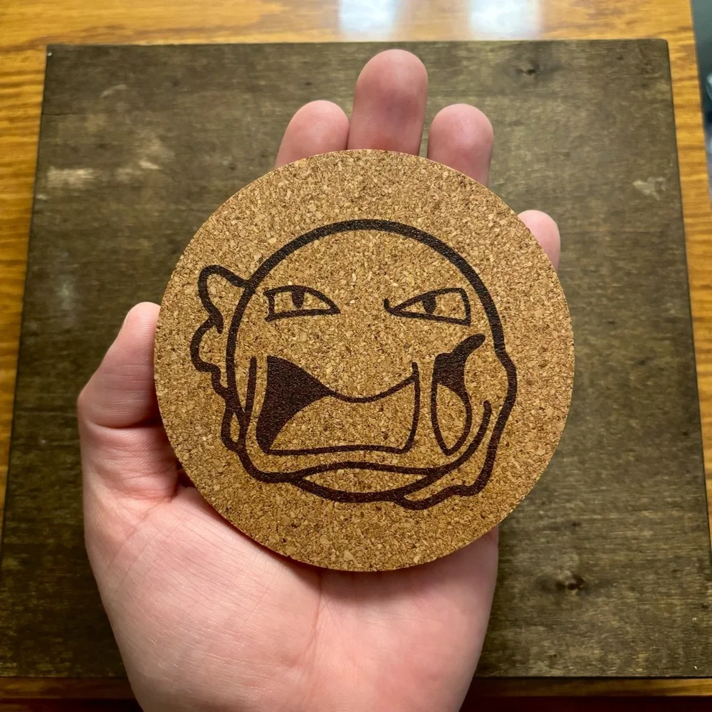 Pokemon Muk Face Laser Engraved Cork Coaster